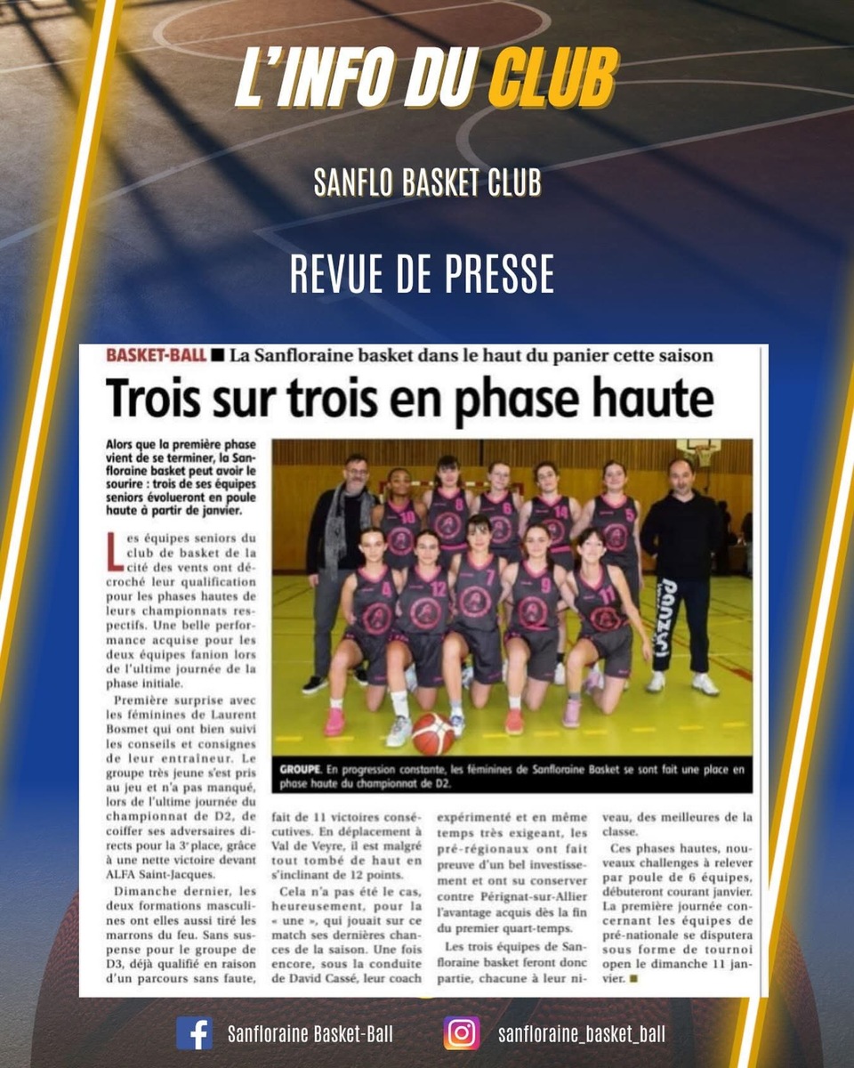 Montée en phase haute de nos Seniors