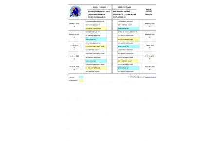 Calendriers Seniors 1ère phase