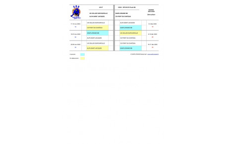 Calendriers Jeunes 2ème phase